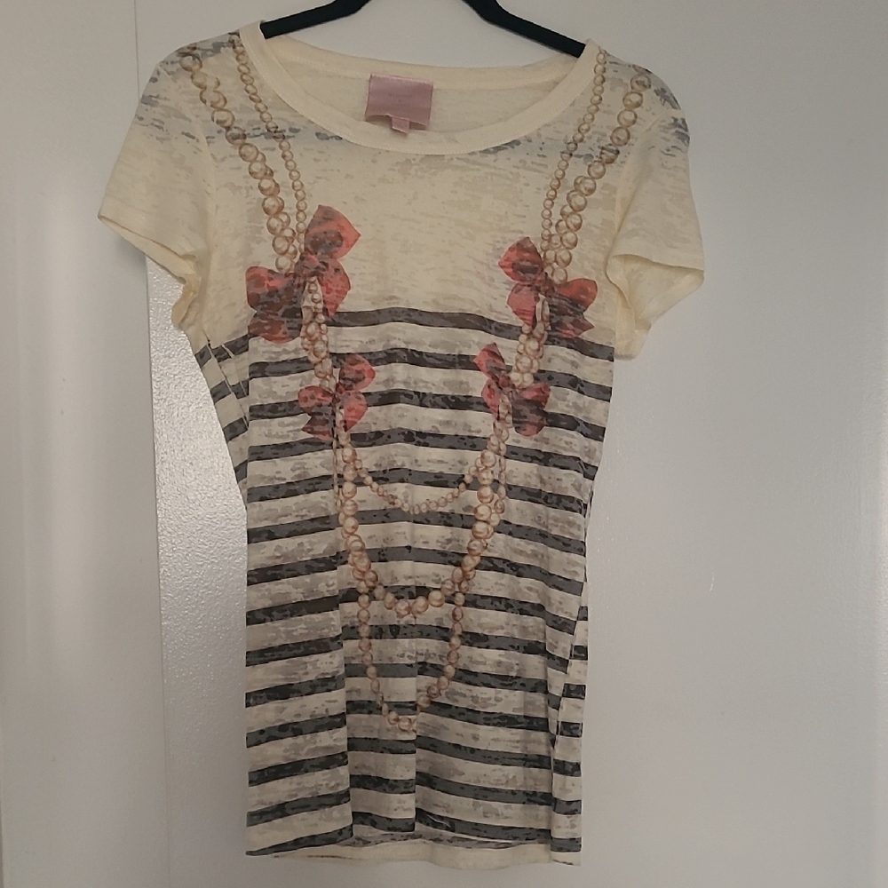 Striped Cream and Black Women's Top